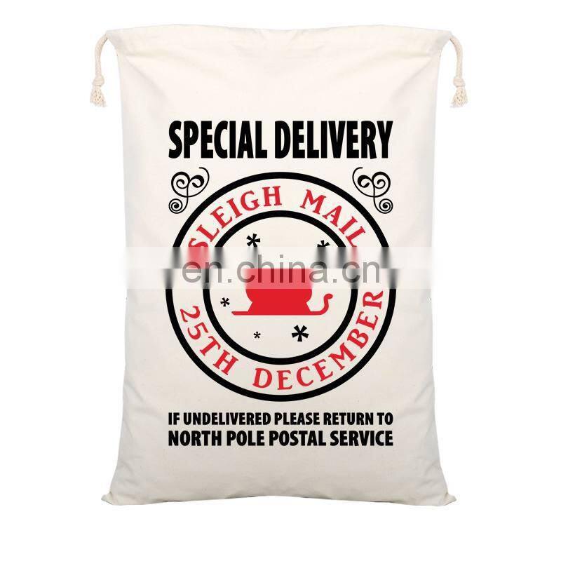 Christmas Santa Sacks 1pc Drawstring Canvas Santa Sack Xmas Canvas Bag Hot Sale Big Santa Claus Gift Bag Drop Shipping