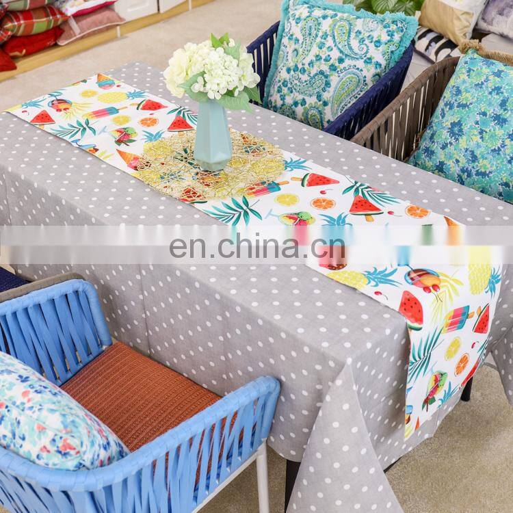 Digital Print 100% Polyester Printed Summer Fruit Table Cloth Runner for Wedding Party Banquet Decoration
