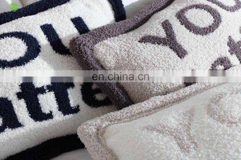 in stock wholesale zero defect super soft 100% polyester micro feather yarn knit baby room travel throw blanket pillow cushion