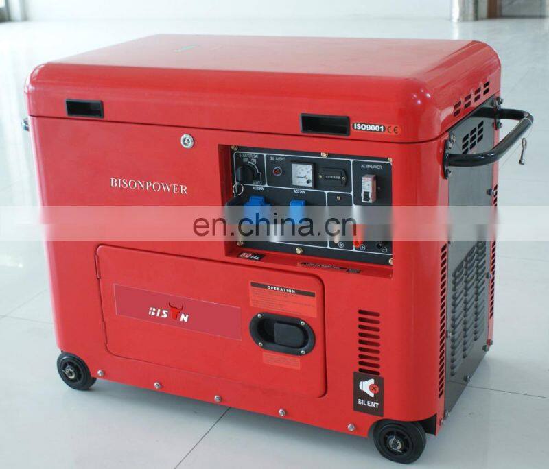 BISON CHINA TaiZhou 6.5kw Silent Type ISO9001 CE Man Diesel Generator