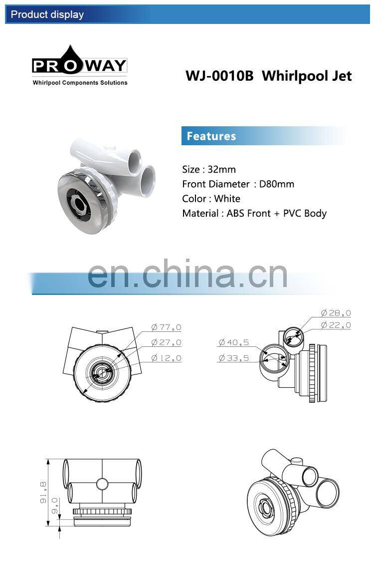 Cover Diameter 80mm Adjustable V-shape Massage Jet Bathtub Water Nozzle