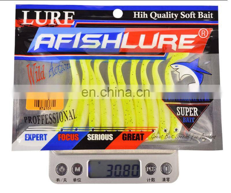 Amazon 10pcs/bag 75mm 2.8g 10-color Fishing Lure Soft Worm T-tail Soft Fish