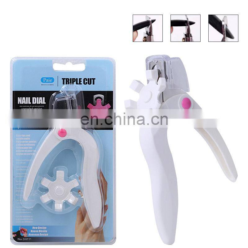 professional Nails salon products DIY nail clipper U-shaped scissors false nail tip cutter with measure Turntable Head tool