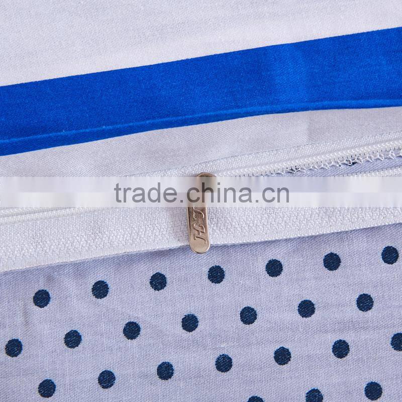 100%cotton wholesale price quilted bed sheet blue and white stripe vintage pillow case