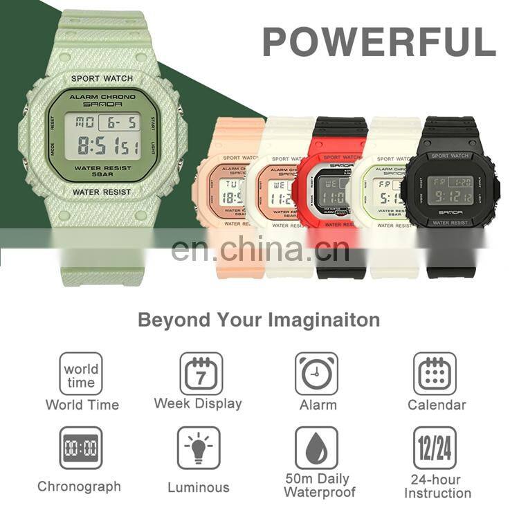 SANDA 293 Wholesale Custom Logo OEM Silicone Band Watches Waterproof Sports Outdoor Digital Ladies Watch