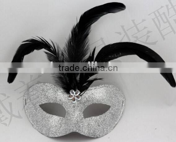 In stock 7colors New Venetian mask beautiful design feather mask purple feather masquerade mask