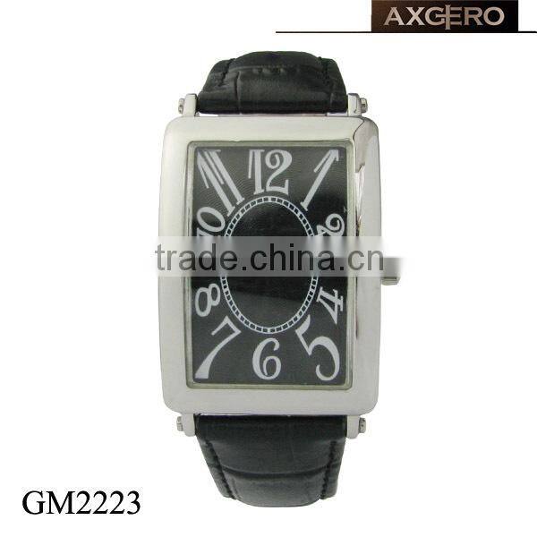 square quartz leather sport watches men
