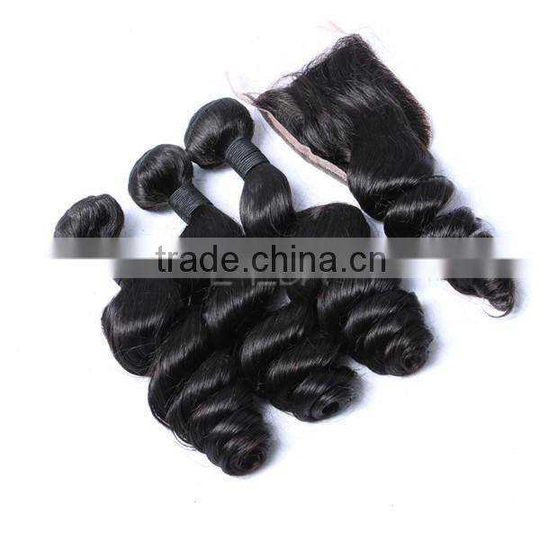 100 gram per bundle loose wave Brazilian hair bundles with closure have large stock hair