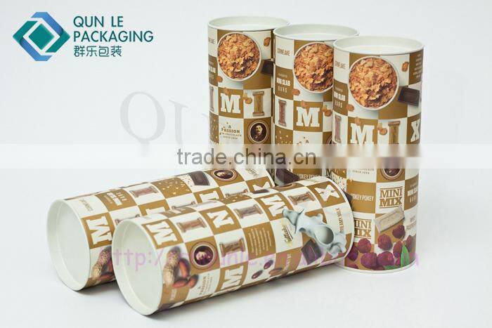 Custom Top Muesli Product Packaging Canister Composite Round Box