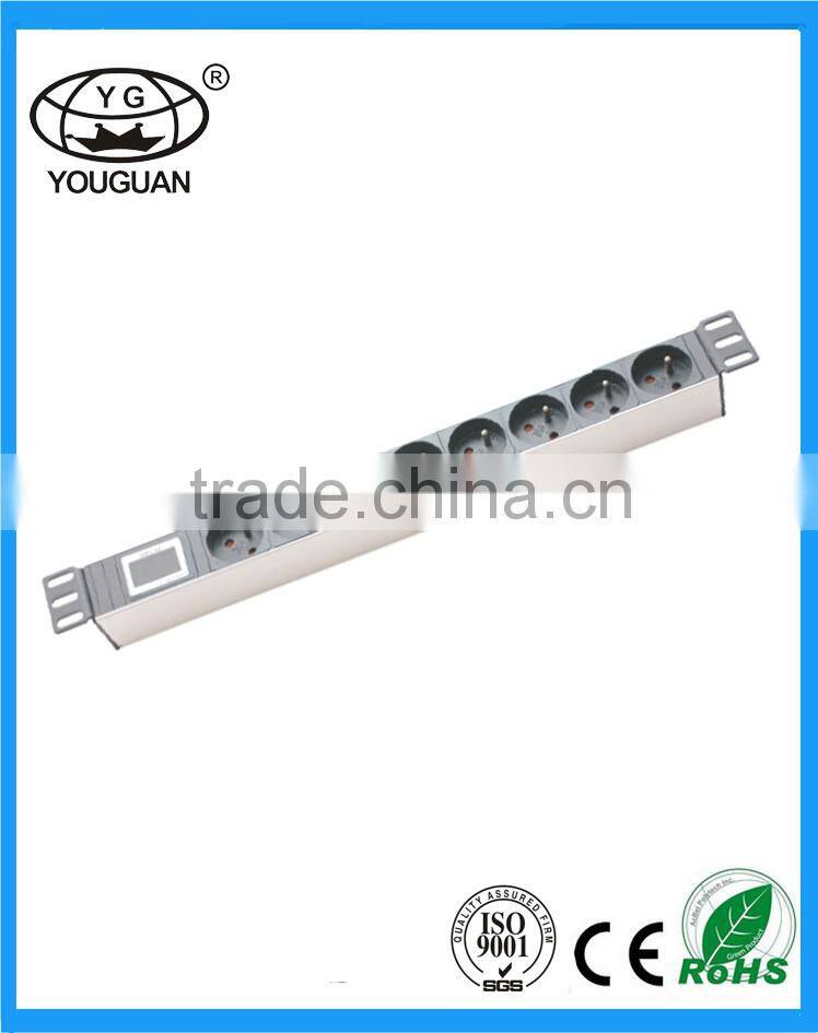 19" 1U France type 8 ways PDU socket with Current voltmeter show control