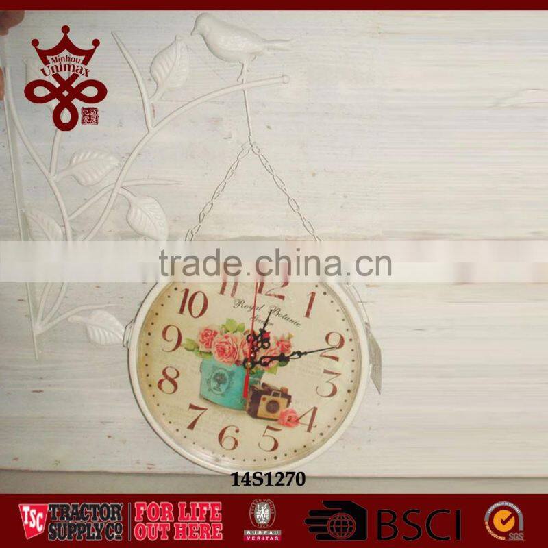 Vintage Household French Clocks Metal Bird House Style Quartz Analog Wall Clock