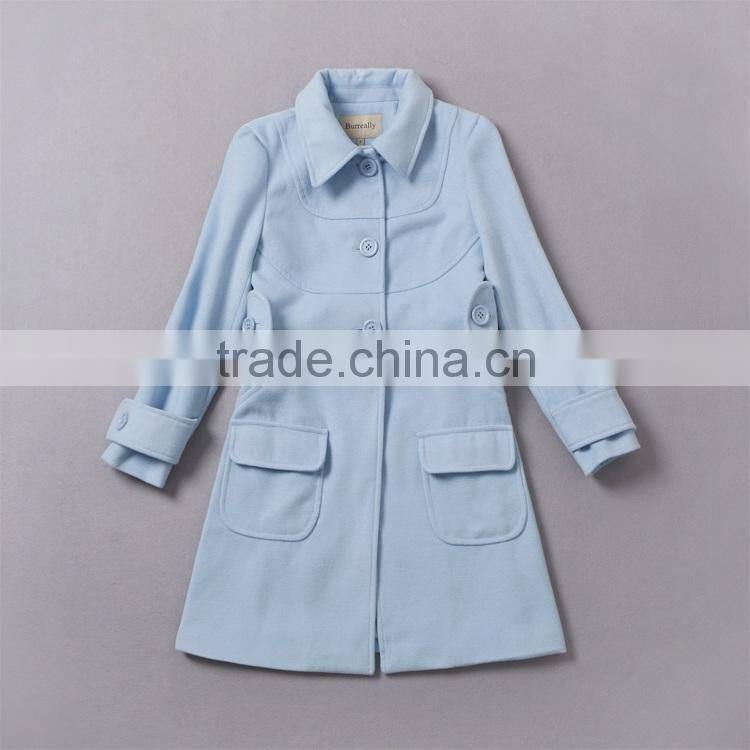 2014 hot selling slim fit high quality brands fashion woolen breasted crystal blue coat women G167