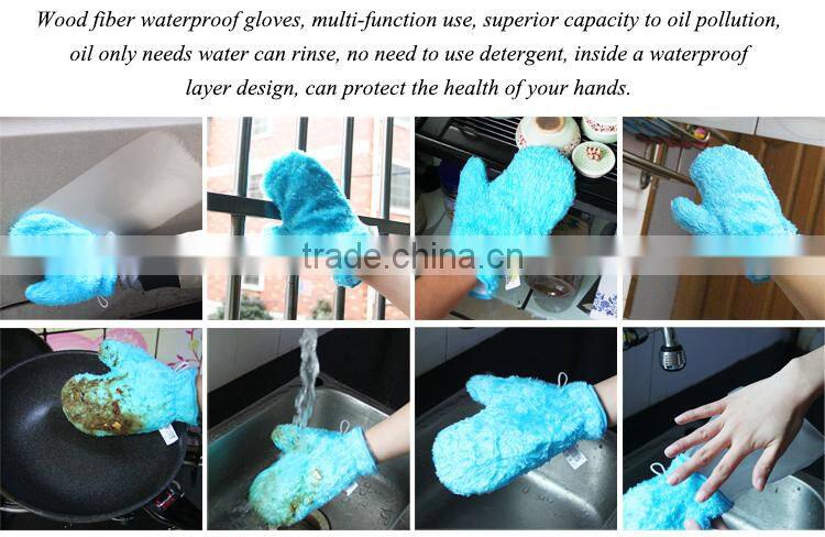 Brush Cleaning Glove Best Selling Wood Fiber Glove Wash Cloth