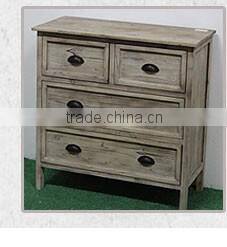 Distressed Black Solid Wood Bedside Table with Wheels