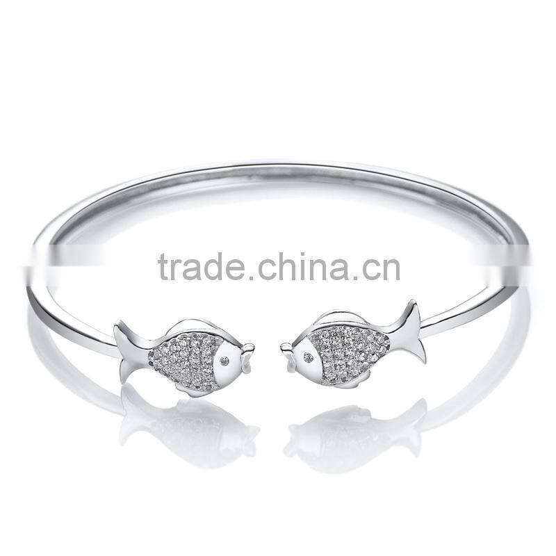 CYW Fashion fish 925 Sterling Silver bangle china jewelry wholesale