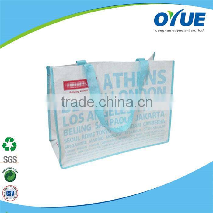 Hot promotional Handled 100% recycled pp woven bag