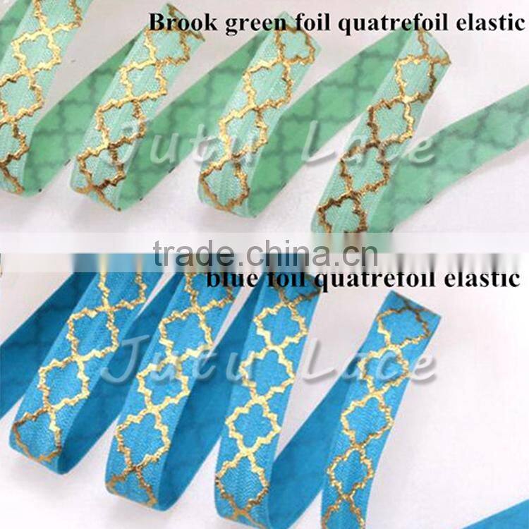 5/8'' Foil Quatrefoil Pattern elastic belt, 5/8" elastic ribbon baby girls skirt elastic ribbon