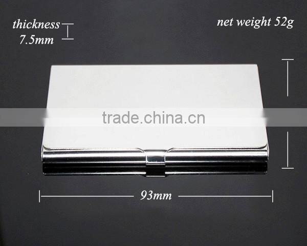 High Polished Mirror Effect Stainless Steel Blank Silver Metal Credit Card Holder