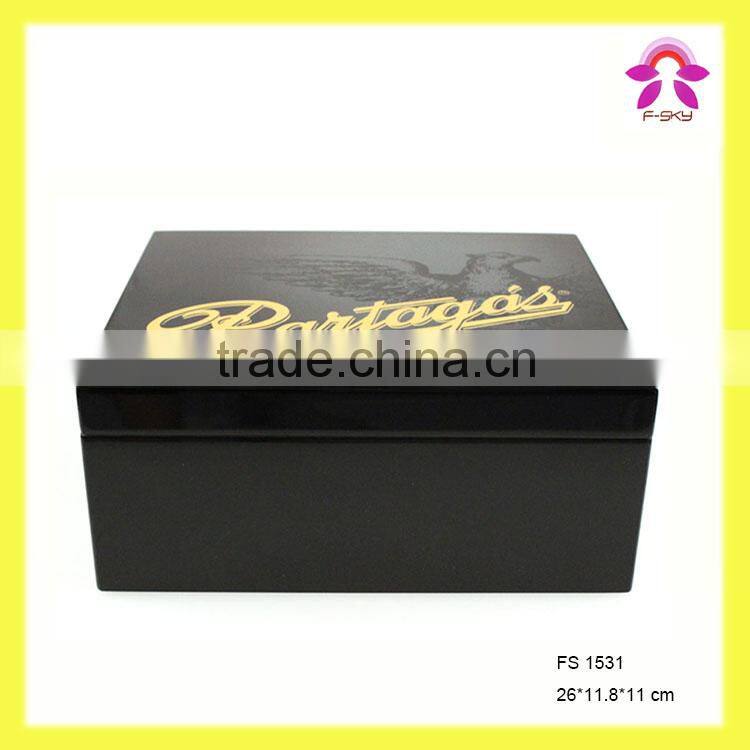 Noble Exquisite Wooden Luxury Fabric Cigar Humidor Gift Boxes with Glass Lid Cabinet Hygroscope Storage Glasstop Tobacco Box