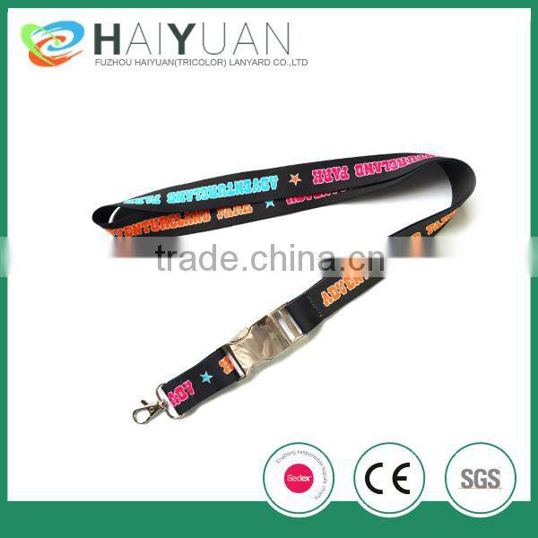 CMYK sublimation elastic lanyard with metal buckle