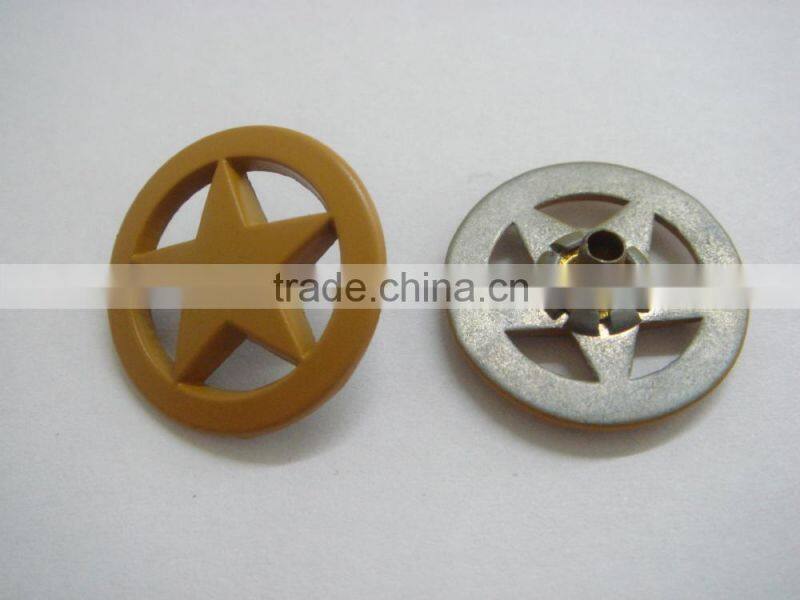 20mm five star design metal snap button with yellow color for kids