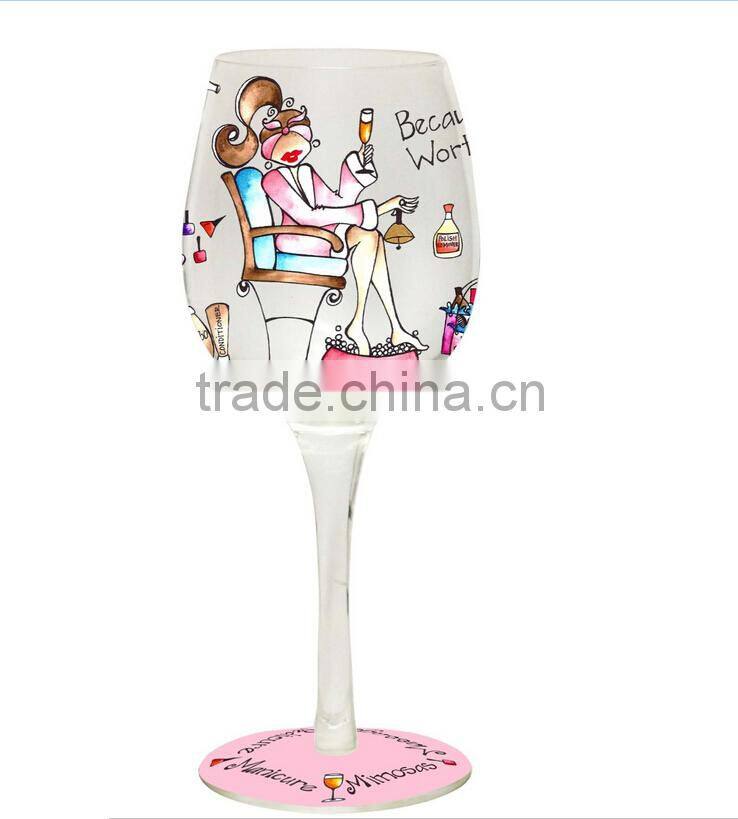 Colorful Mouth Blown Painted Wine Glass/Stemware