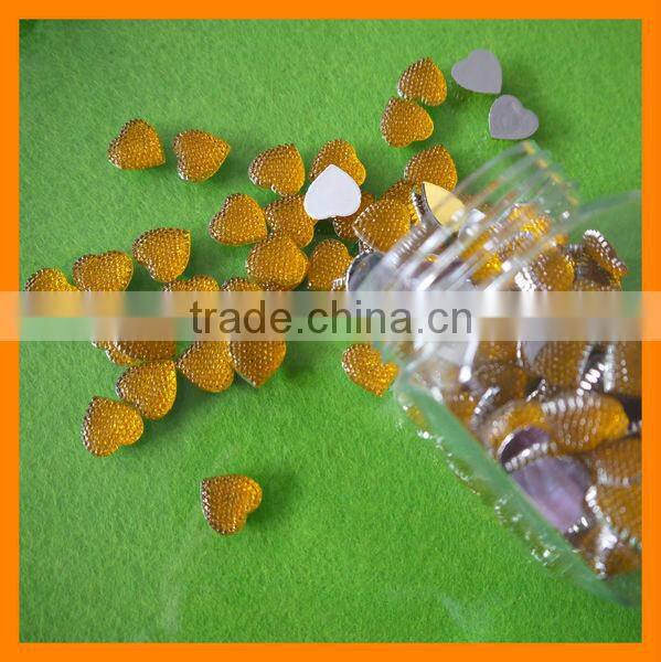 Cute Heart-Shaped Citrine Acrylic Rhinestone Beads