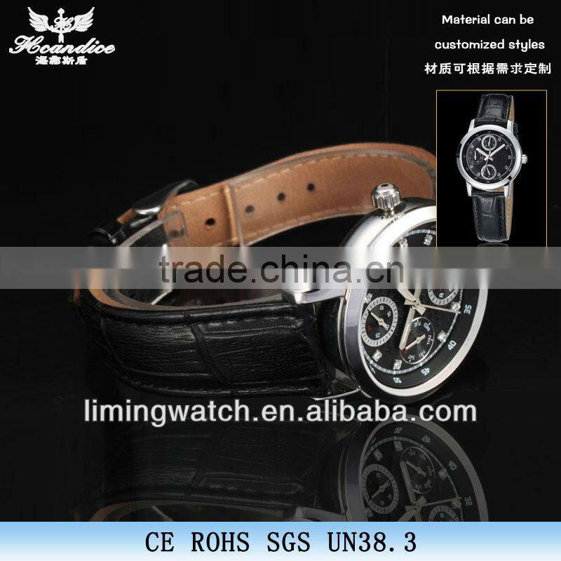 SP-2607 stainless steel leather strap munti function movement quartz watch japan movement watch time