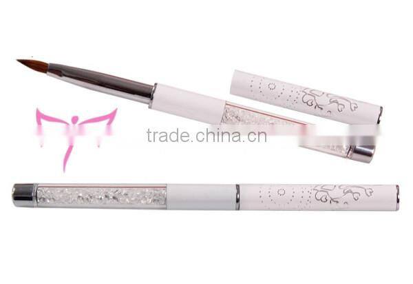 2016 Hotsale white Crystal Oval Acrylic Brush Kolinsky Hair Nail Brush