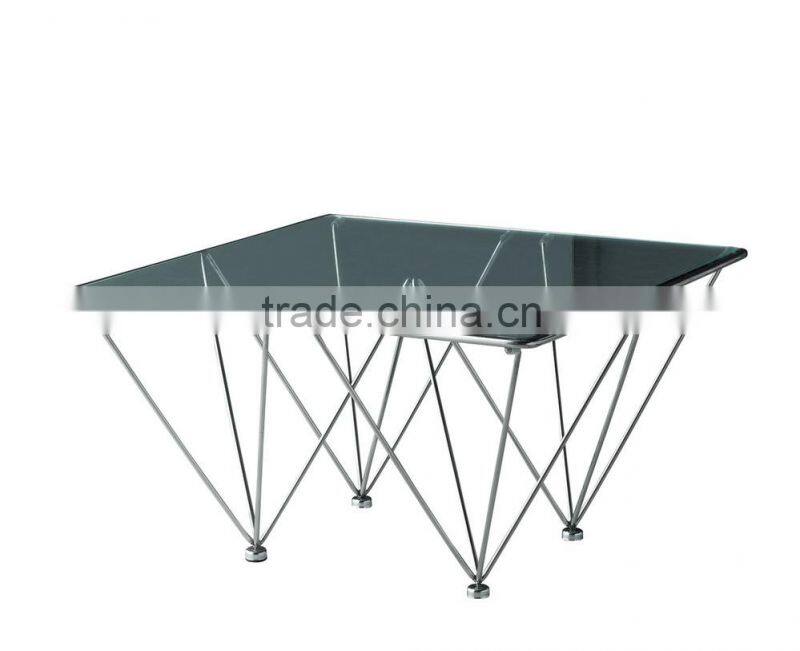 brass and glass coffee tables, rotating glass coffee table, square glass coffee table CT-070