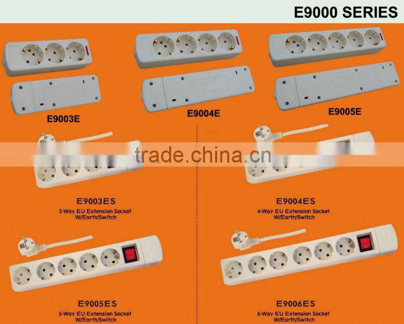 Europe style DIY 3 way power extension strip with grouding (E9003E)