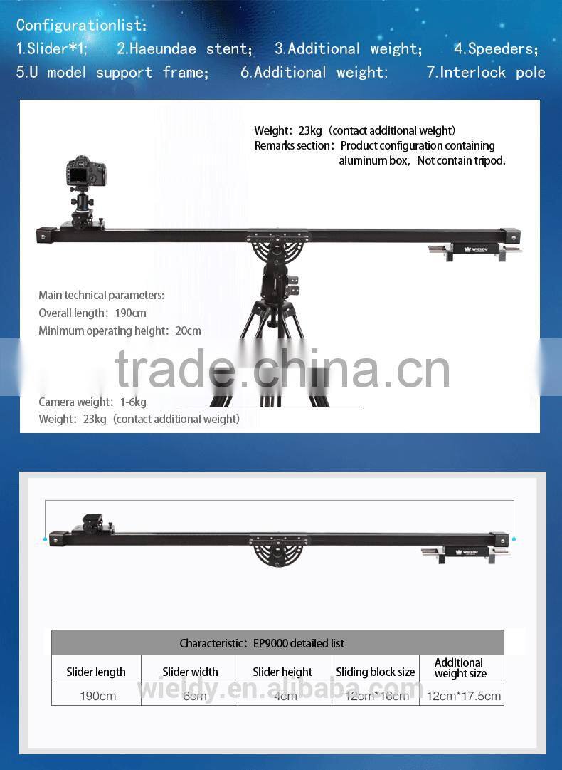 Wieldy video camera jib crane slider