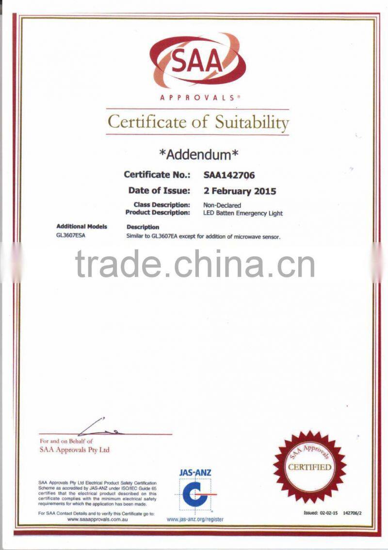 SAA CE certificated outdoor tri-proof LED lamp IP65 waterproof LED light fitting