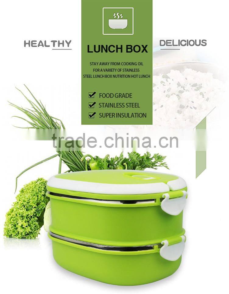 Allnice multilayer rectangle design candy color thermos pp inner stainless steel food lunch box/food carrier for students