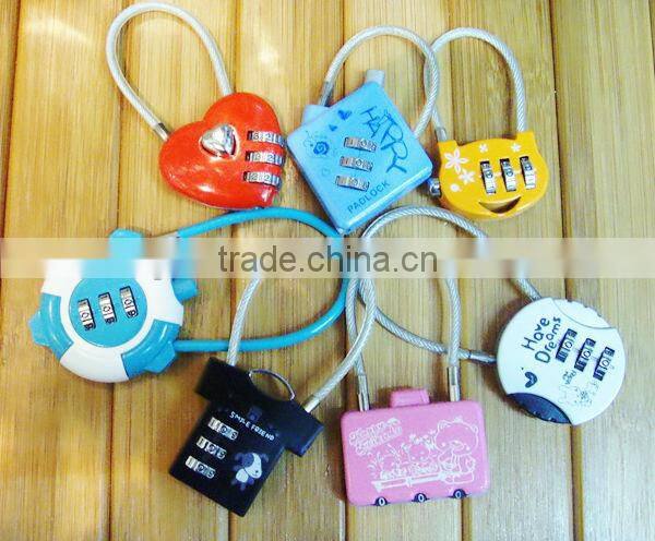 Top Sale Retractable Steel Caable Lock Combination Lock Diary