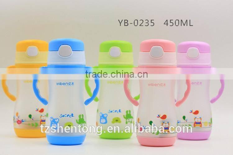Kids straw portable plastic drinking water bottle