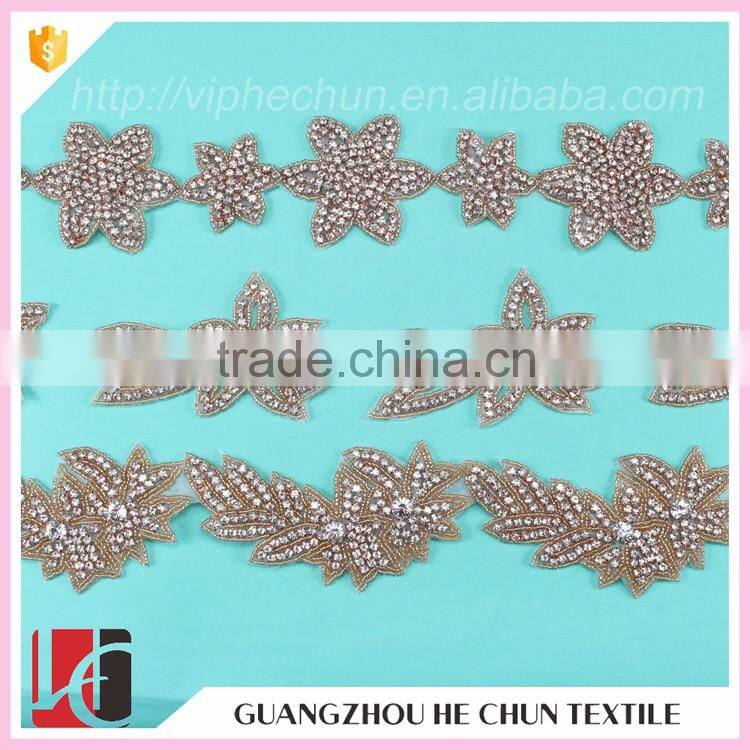 HC-4830-1 Hechun Rhinestone Fashion Beaded Ribbon Trim for Dyeable Cothing