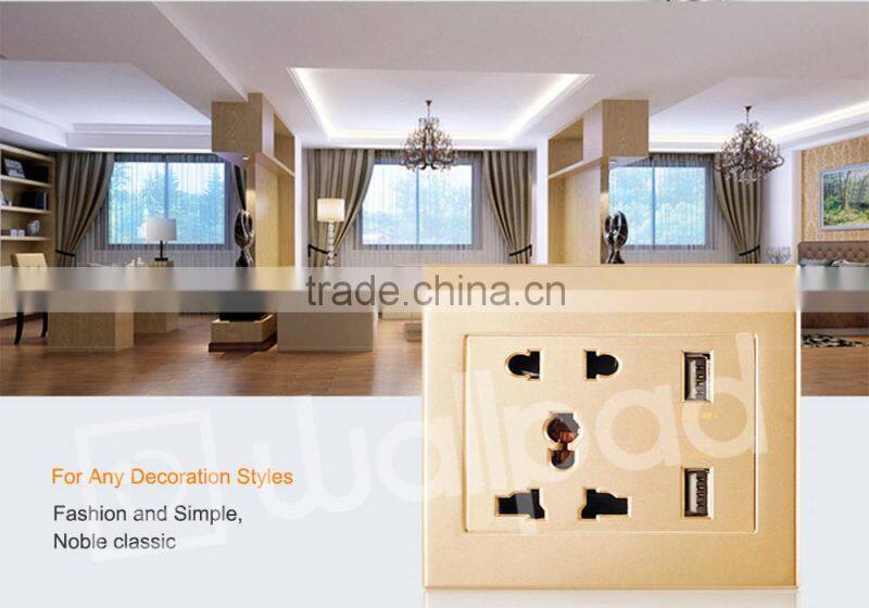 New Design Wallpad High Quality White PC110~250V Electrical Wall Socket with Usb Port USB Power Wall Lamp Light Socket EU UK