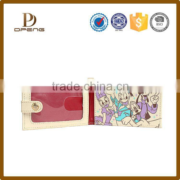 Cartoon image printed latest design ladeis custom leather purse with strap