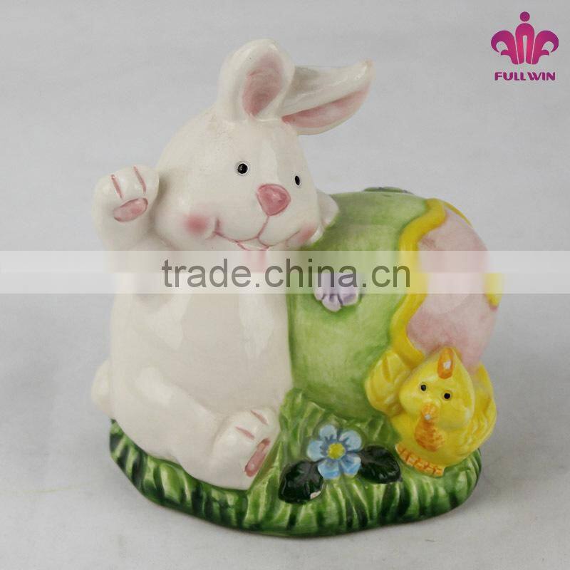 Rabbit Design Hand-painted Ceramic Easter Decoration