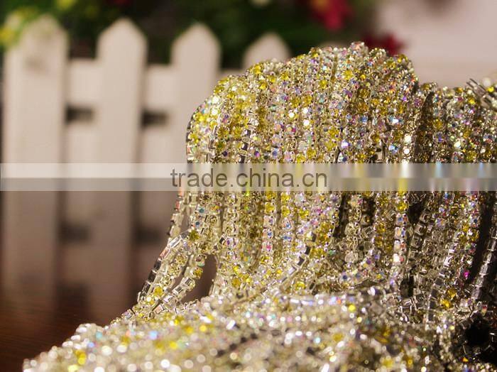 SS20 4.5mm Colorful Crystal Silver Plated Rhinestone Chain hanging crystal Wedding decorations, Garments Decoration YSCHC1015