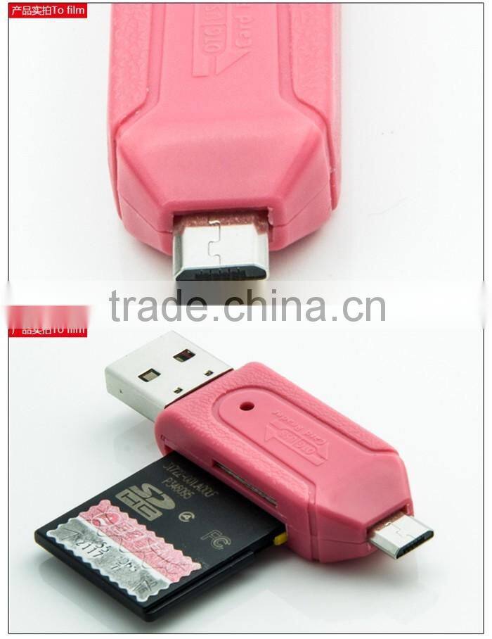 Universal Card Reader Mobile phone PC card reader Micro USB OTG Card Reader OTG TF / SD flash memory Wholesale