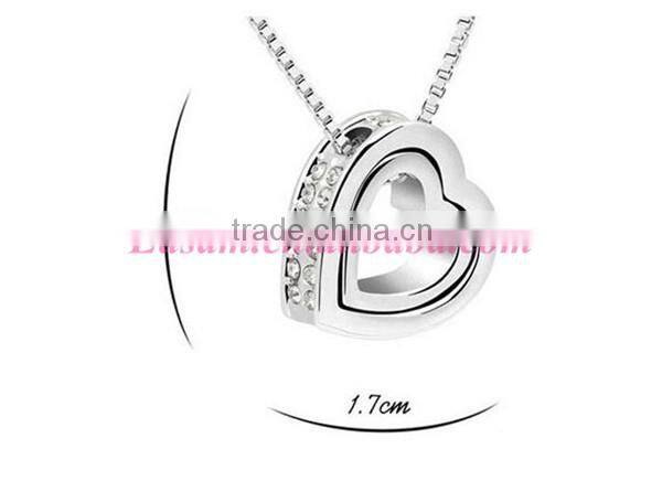 Easam fashionable eternal love double heart crytsal gold jewelry