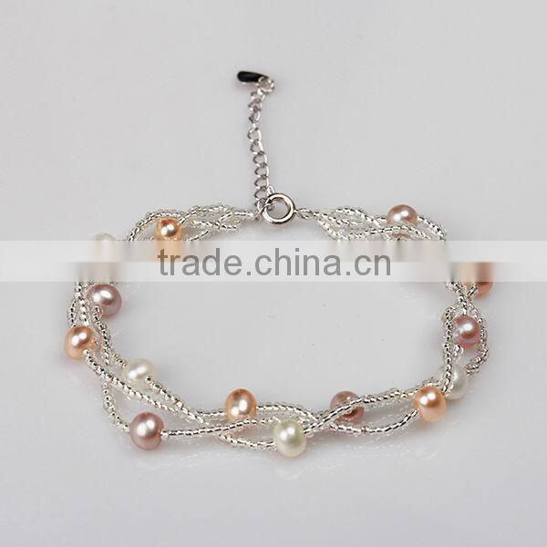 Wholesale fashion beads bracelets mix color pearl jewelry
