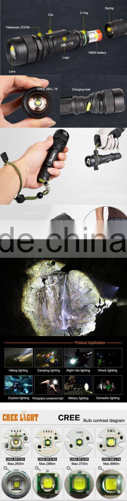 S16 Waterproof Rechargeable Zoom Dimmer High Power torch for hunting night