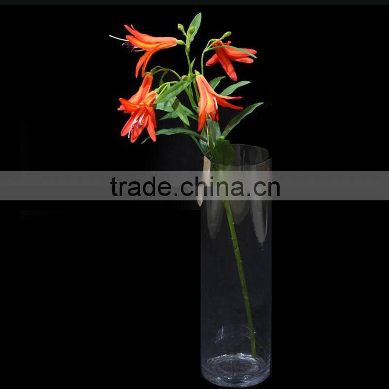 China different kinds fabric lily flower with glue - five heads