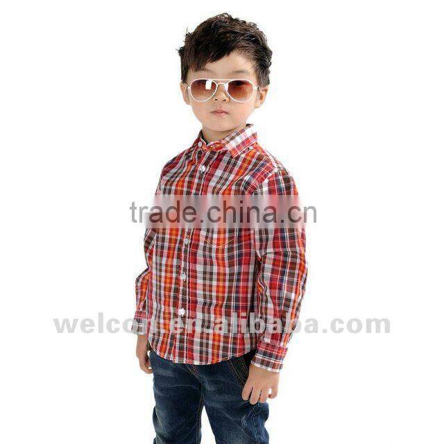 long sleeve new fashion design brand children shirt 100% cotton children dress for boy