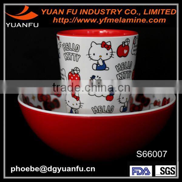 2014 cute design melamine kid dinner set