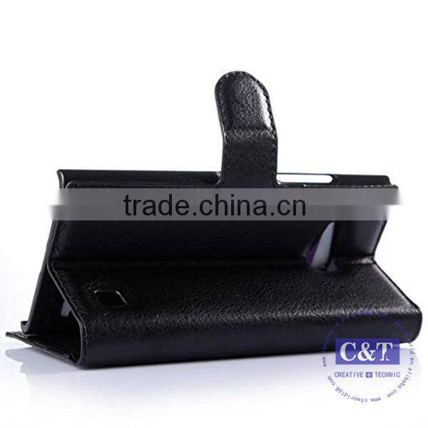 C&T Leather Wallet Stand Design Case Cover Credit Card Holder for Nokia Lumia 730