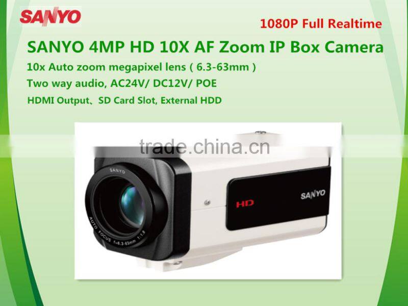 Sanyo 4Megapixel Full HD 10X AF Zoom Cam IP Network Starlight Box Camera